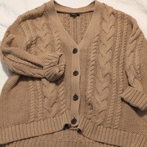 Cozy Tan Cable Knit Cardigan